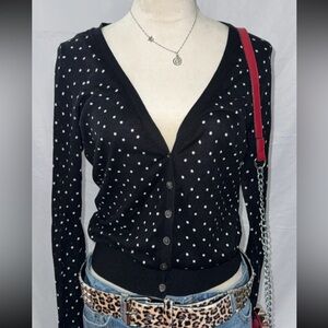 PINK Victoria's Secret Black and White Polka Dot Cardigan Y2K